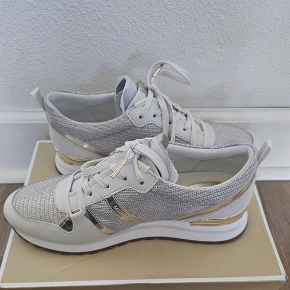 Michael Kors Dash Glitter Chain Mesh and Leather Trainer Sneakers - Picture 10 of 12